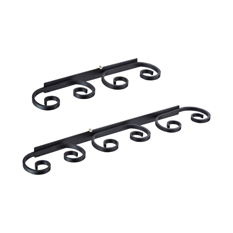 Set of 2 Under Cabinet Wine Glass Hangers Elegant Metal Stemwares Rack Wall Mounted Glass Holder for Kitchen Bars