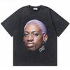 2026 Hot Sale Washed Vintage The Worm Dennis Rodman I'm Back T-shirt Men Women Fashion Hip Hop Oversized T Shirts Male Rock Retro Streetwear
