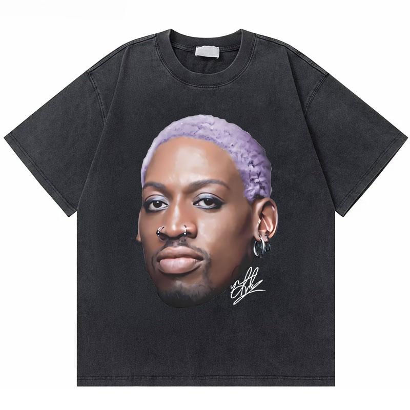 2026 Hot Sale Washed Vintage The Worm Dennis Rodman I'm Back T-shirt Men Women Fashion Hip Hop Oversized T Shirts Male Rock Retro Streetwear