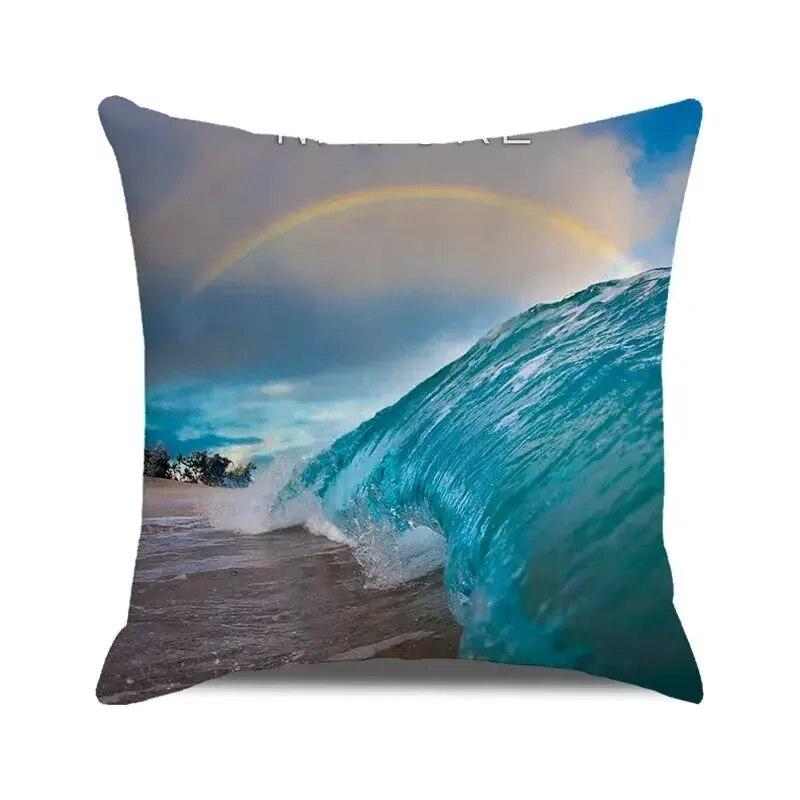 Seascape Theme Decorative Pillow Case Letter Beach Ocean Animals and Plants Home Hotel Living Room Sofa Cushion Cover