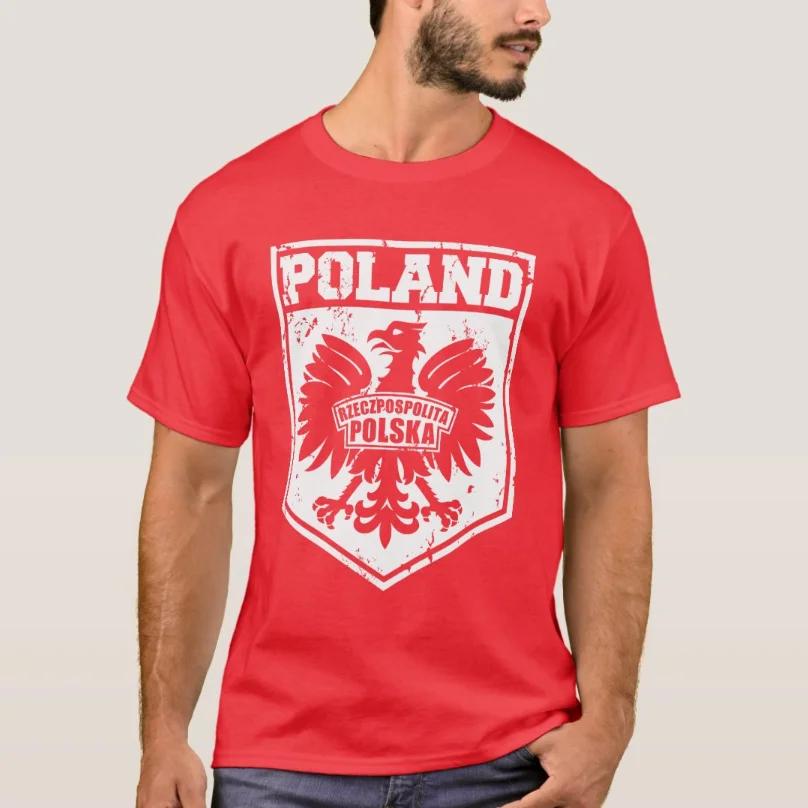 Polnischer Adler Wappen Emblem Polen T-Shirt 100% Baumwolle Rundhals Sommer Kurzarm Freizeit Herren T-Shirt Größe S3XL