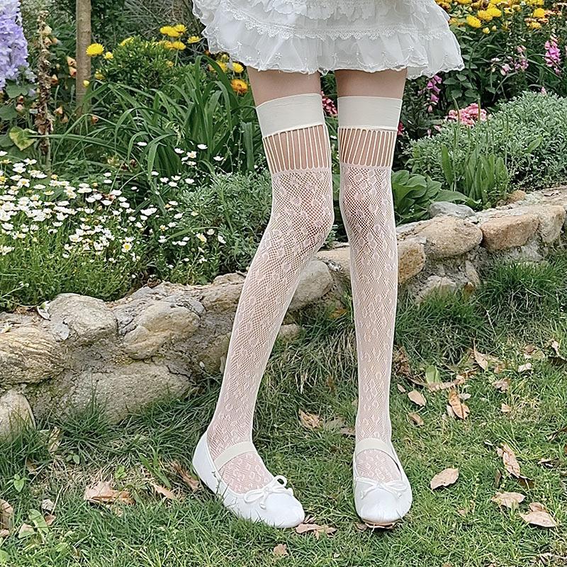 Pure Desire Wind Mesh Hollow Ins Tide Summer Thin Tube Knee Socks Lolita Babes Girl Thigh Stockings