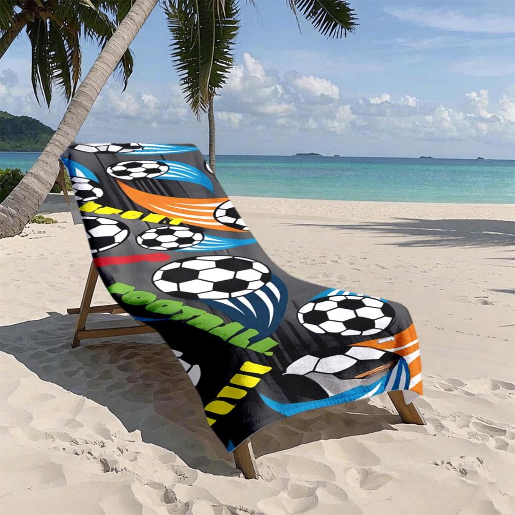 Football Pattern Beach Towel Soft Durable Portable Microfiber Towel for Beach Camping Swimming Pool Summer Vacation Party Travel