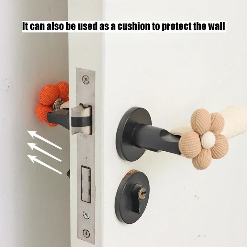 1PC Anti-Static Floral Door Handle Cover Beige Silent Anti-Collision Door Protector,Anti-collision Decorative Door Handle Cover