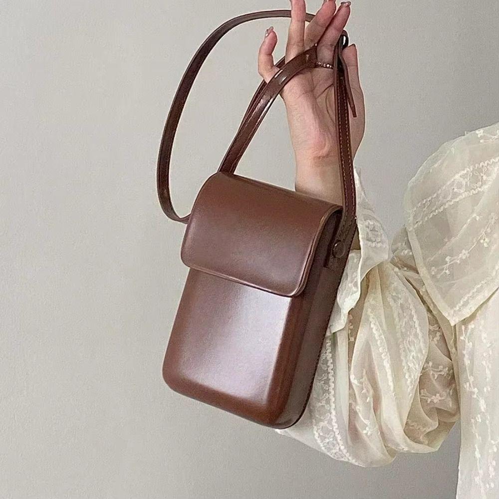 Simple Solid Women Handbags Phone Wallet Phone Shoulder Purses  Mobile Phone Case