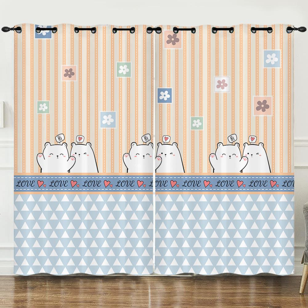 Curtain Cartoon Animal Animation Kitten 3D Digital Printing Blackout Curtain 3D Three-Dimensional Printing