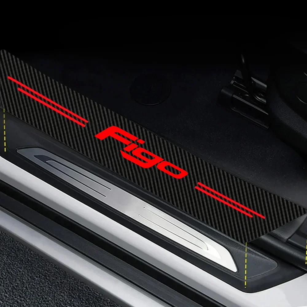 Rdxbt6 Car Rear Bumper Guard Protector Sticker For Ford Figo Emblem Carbon Fiber Front Door Sill Threshold Cover Auto Accessories