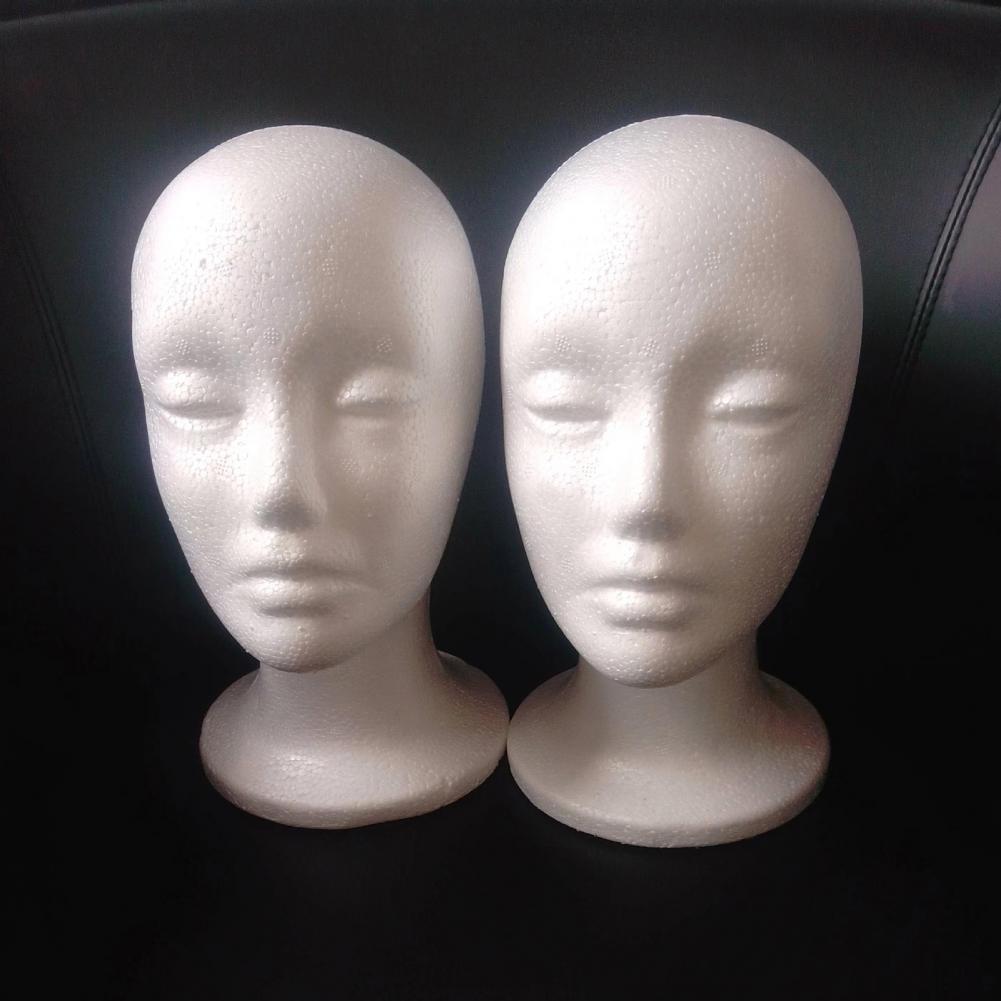 Foam Head for Wigs Female Mannequin Head Headset Wig Display Stand Hairpieces Lightweight Cap Stand for Home Salon Travel