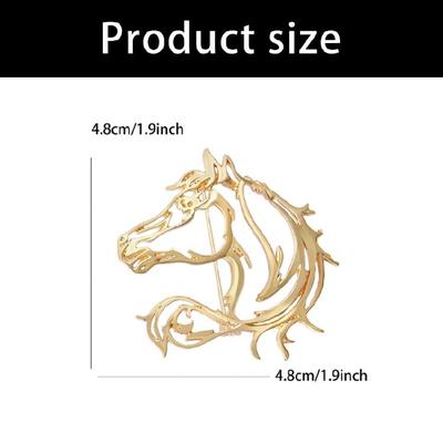 Modernist Horse Shape Brooch Alloy Badge Pin Fashion Accessory Two Tone Choice for Formal Casual Wear