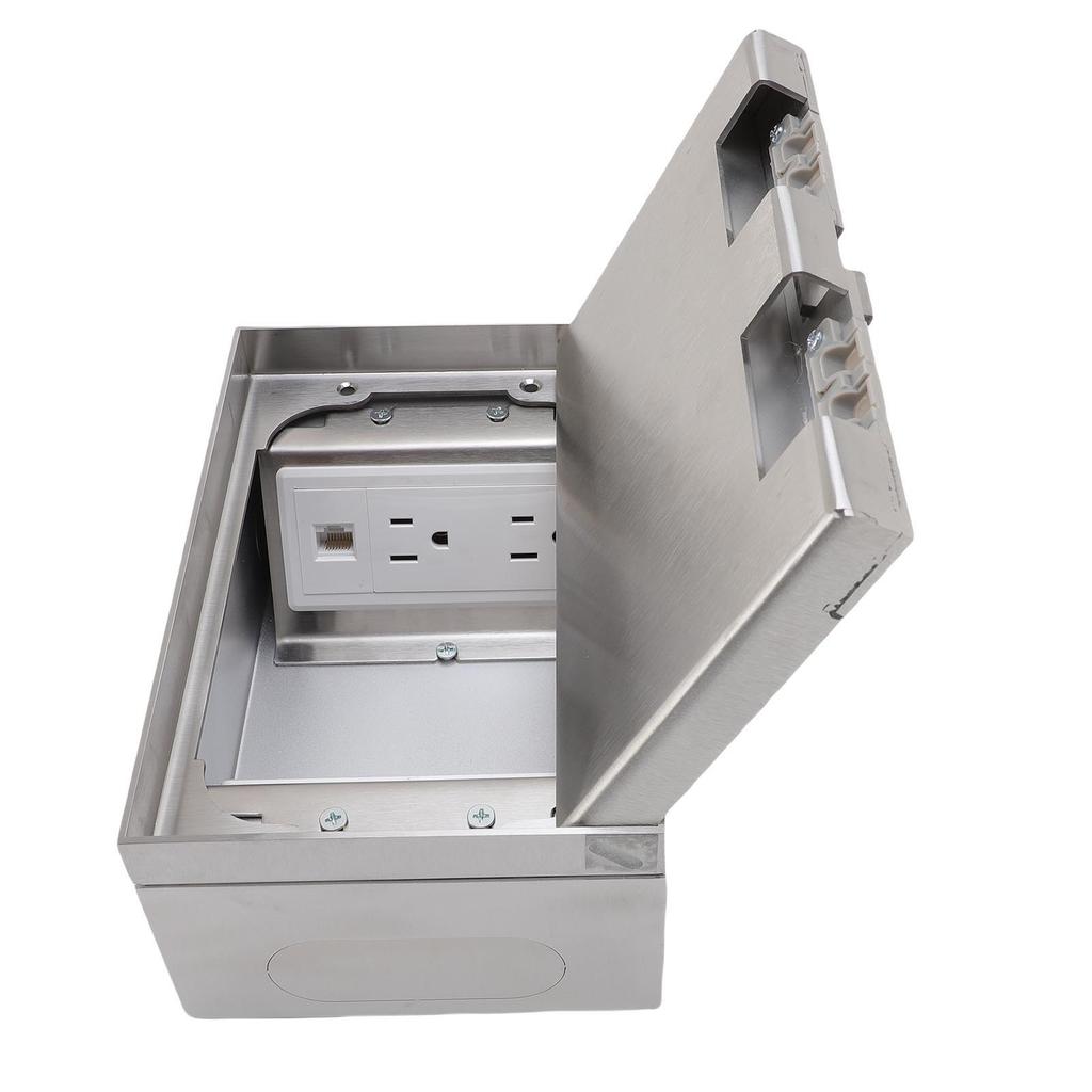 Einbau-Bodensteckdosen-Set Flache Verdeckte Duplex 4 X 3-polige Steckdose USB A Netzwerkanschluss Steckdose Wasserdicht