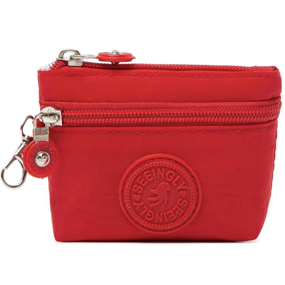 New Solid Color Women Wallet Nylon with Keychain Coin Purse Waterproof Mobile Phone Bag Ladies