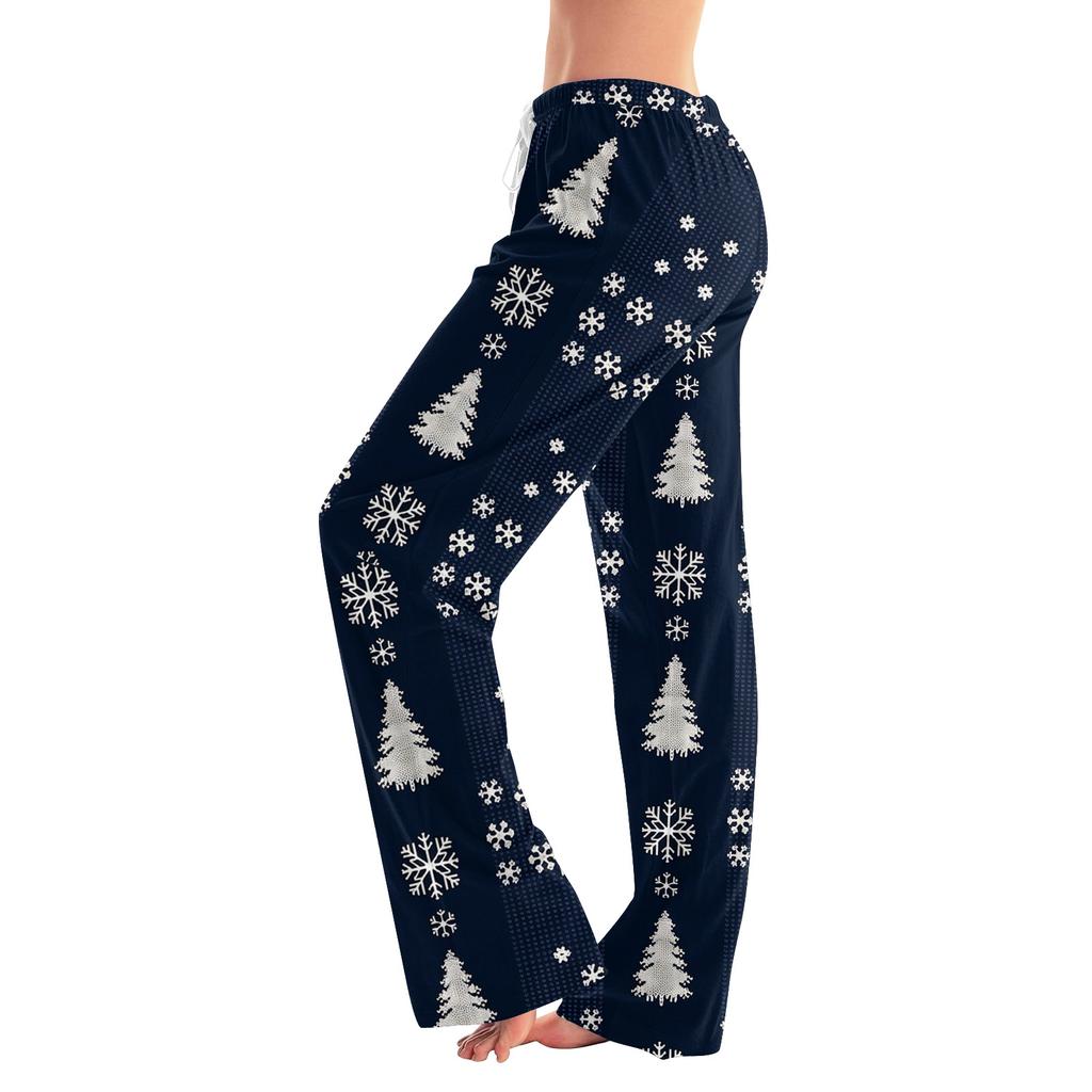 Womens Pajama Pants Sleepwear Casual Drawstring Elastic Waist Pants Comfy Straight Yoga Loose Trousers