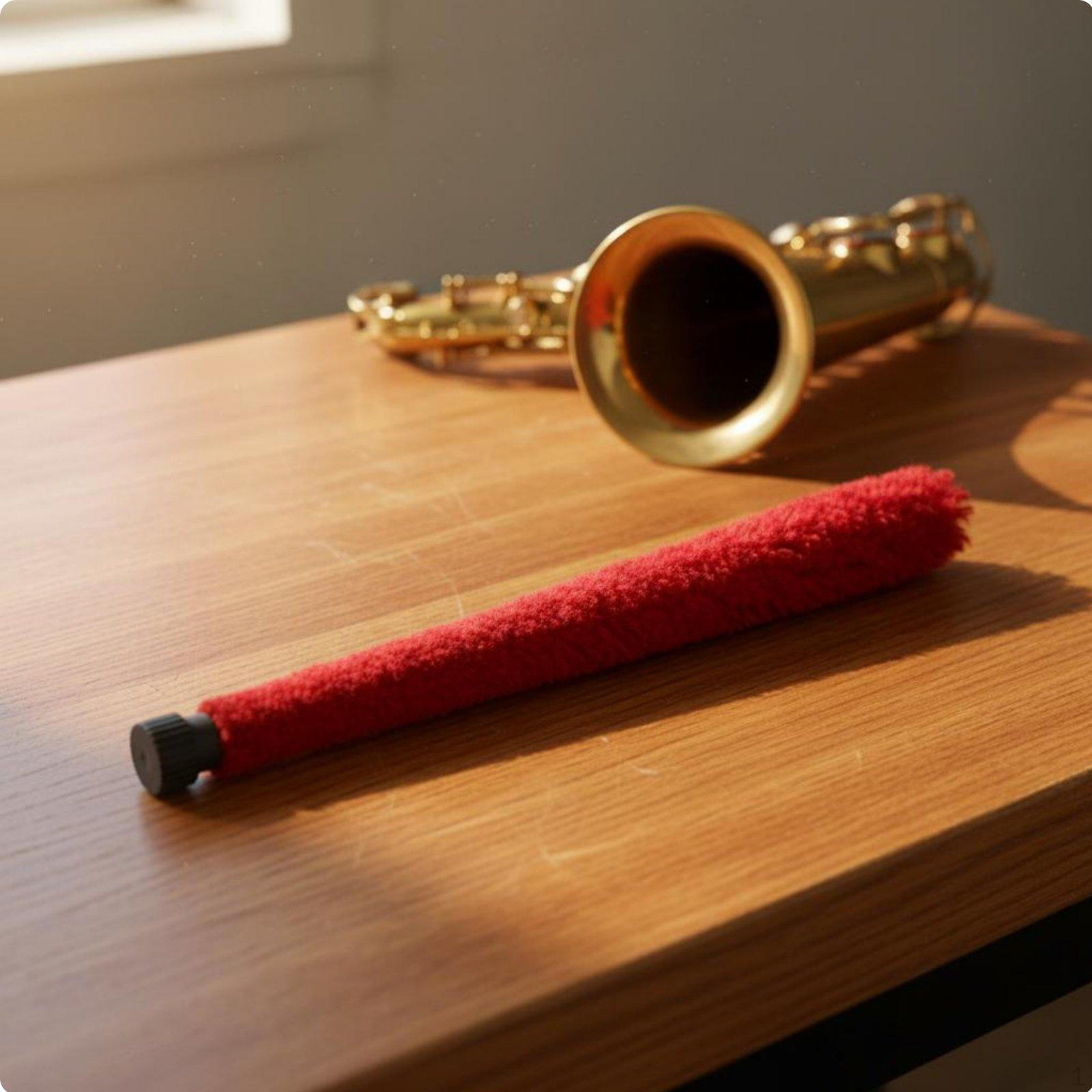 Saxophone Cleaning Brush Soft Bristles Alto Sax Reusable Body Swab Red