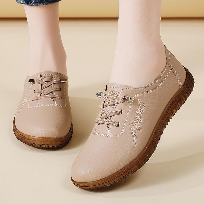 Women Soft Loafers Casual Elegant Summer Sneakers Breathable Embroidery Leather Moccasins Shoes Plus Size