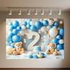 Cartoon Hot Air Balloon Teddy Bear Photography Backdrop Kids Birthday Party Decor Baby Shower Supplies Newborn Photo Shoot Prop