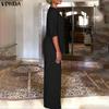 VONDA 2PCS Women 3/4 Sleeve Blouse and Pants Casual Elegant Two Piece Suit Sets