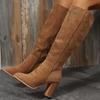 Large Size Autumn And Winter Pointed Thick Heel Side Zipper Martin Boots Women'S European And American Thin Suede Women'S Boots