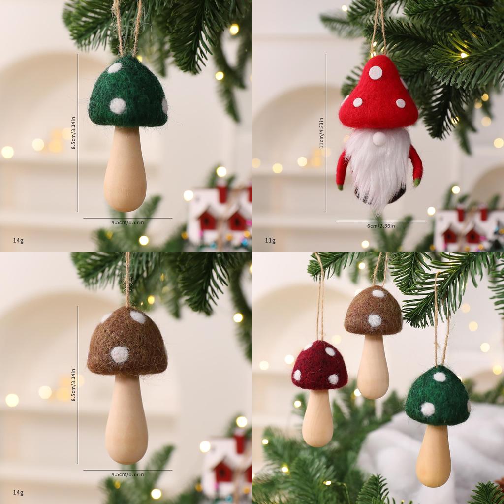Christmas Mushroom Santa Claus Plush Felt Tree Ornament For Holiday Decor