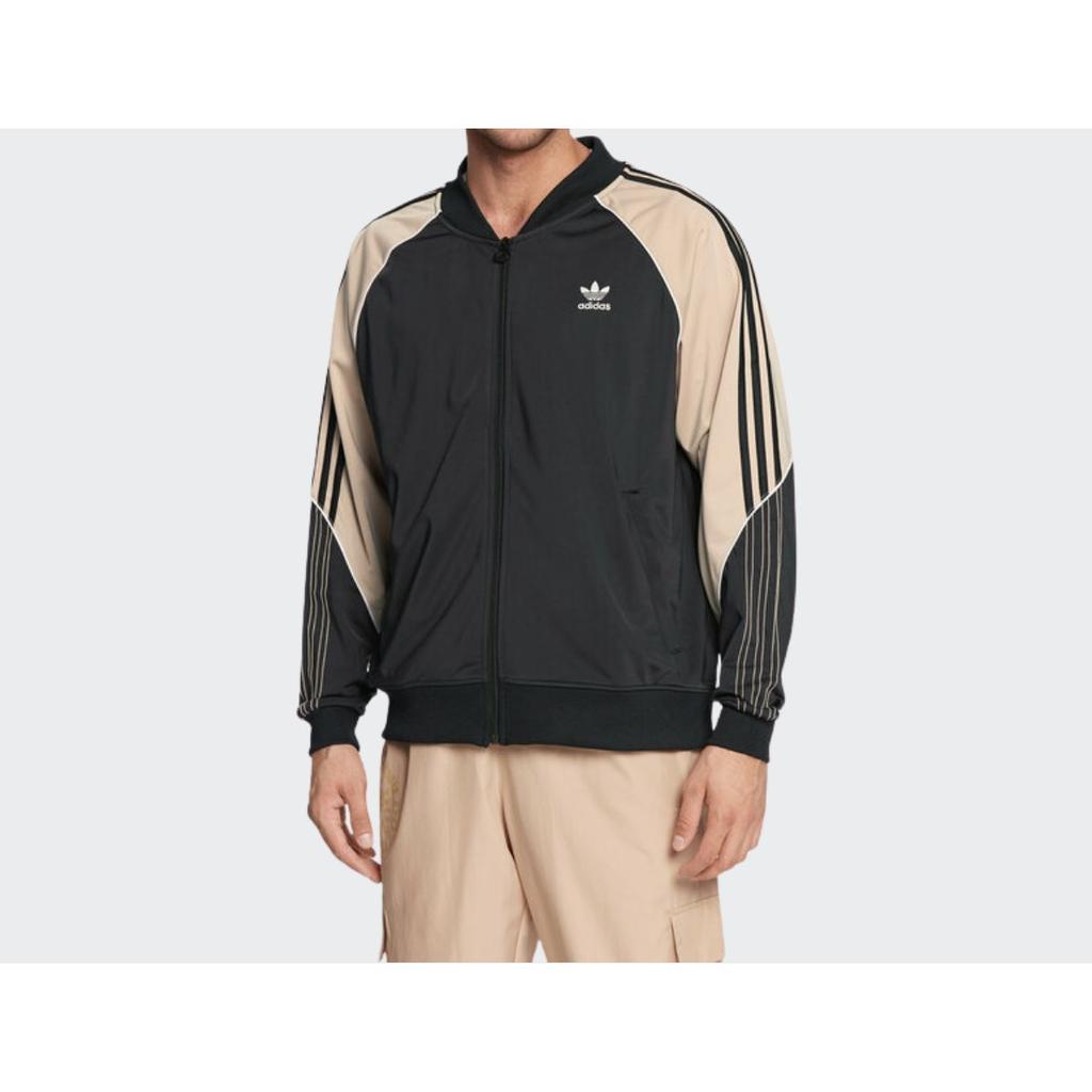 Adidas Originals Jachetă Brodată cu Logo Trefoil în Dungi Bărbați Jachetă Negru HI3000