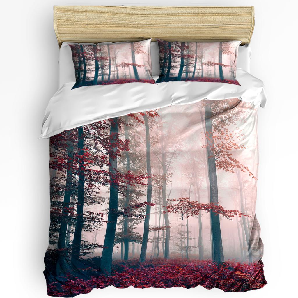 Red Mysterious Forest Bedding Set 3pcs Boys Girls Duvet Cover Pillowcase Kids Adult Quilt Cover Double Bed Set Home Textile