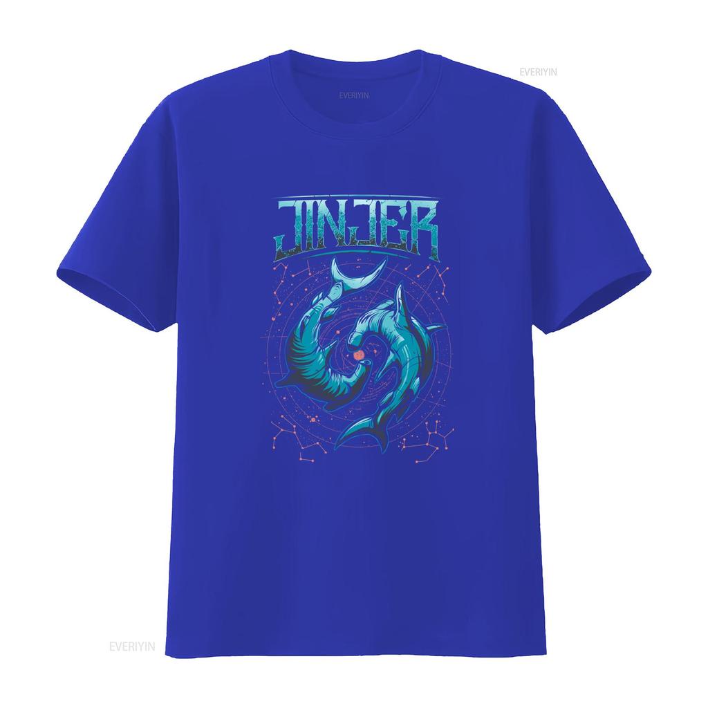 Bestseller Jinjer T-Shirt Merch Metal Musik Schwere Baumwolle mit Sternzeichen Hai Design vintage Gewaschen Leicht Vielseitig Atmungsaktiv