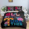 Beautiful Flowers Love Duvet Cover Set For Bedroom Decor Luxury Bedding Set English Letters Background King Bedclothes 3Pcs