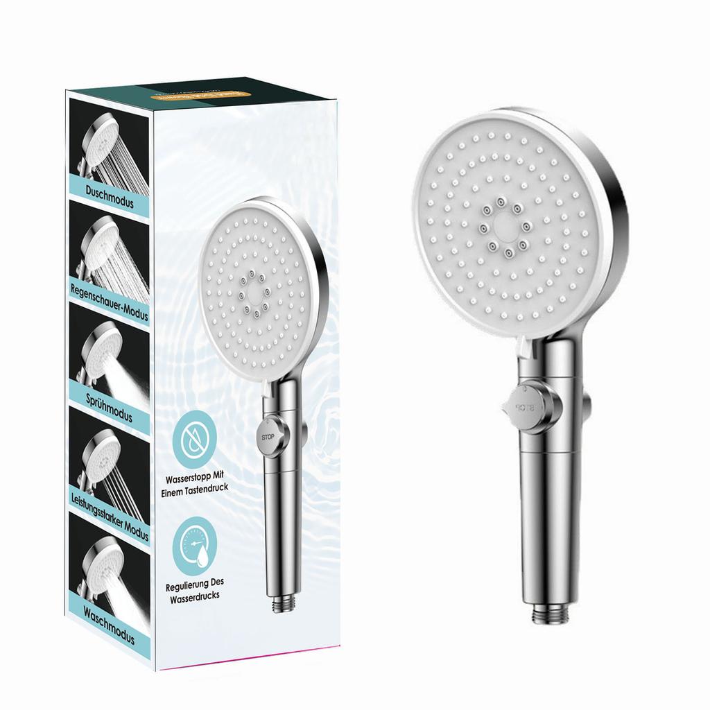 Five-speed Large Water Spray Multi-function Booster Shower Head Matte Black Handheld Shower Head Set
