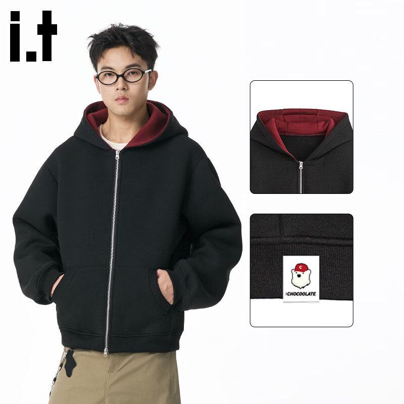 CHOCOOLATE Men s Hooded Double-Zip Sweatshirt Jacket L