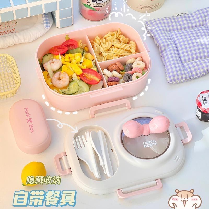 Heart Print Bento Box for Women & Teens - Portable Macaron Style Lunch Container, Ideal for Work, Picnic, Dating, Simple Packing
