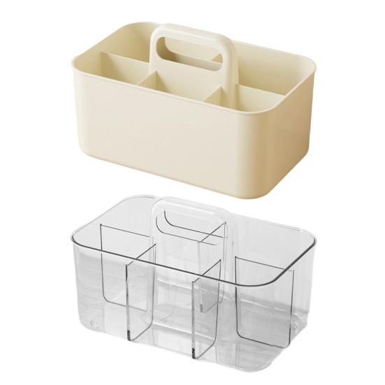Storage Box Stackable Desk Organizer with Handle Large Capacity 5 Compartments Stationery Makeup Storage Holder