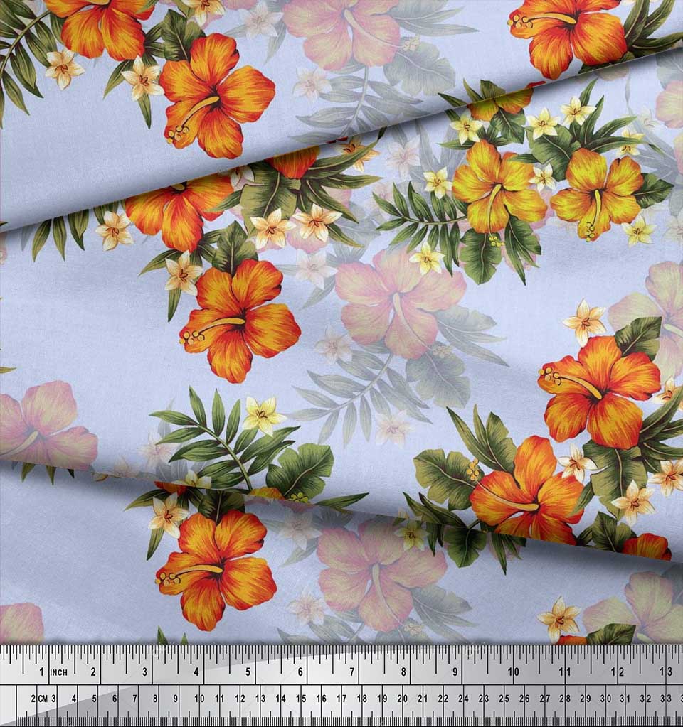 Soimoi Japońska krepa satynowa Tkanina w kwiaty i liście Tropikalne nadruki na metry 42 cale