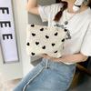  New textured love canvas shoulder vest bag large capacity handbag cosmetic bag student armpit bag