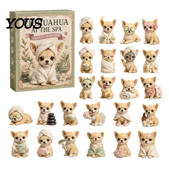 Xmas Party Favors 2026 Dog Christmas Advent Calendar, 24-Day Acrylic 2D Ornament Set Holiday Countdown Decorations with Cute Puppy Designs,