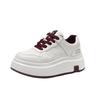 Leather platform white shoes women's shoes 2025 new versatile sports and leisure shoes heightening lace-up lightweight lace-up board shoes
