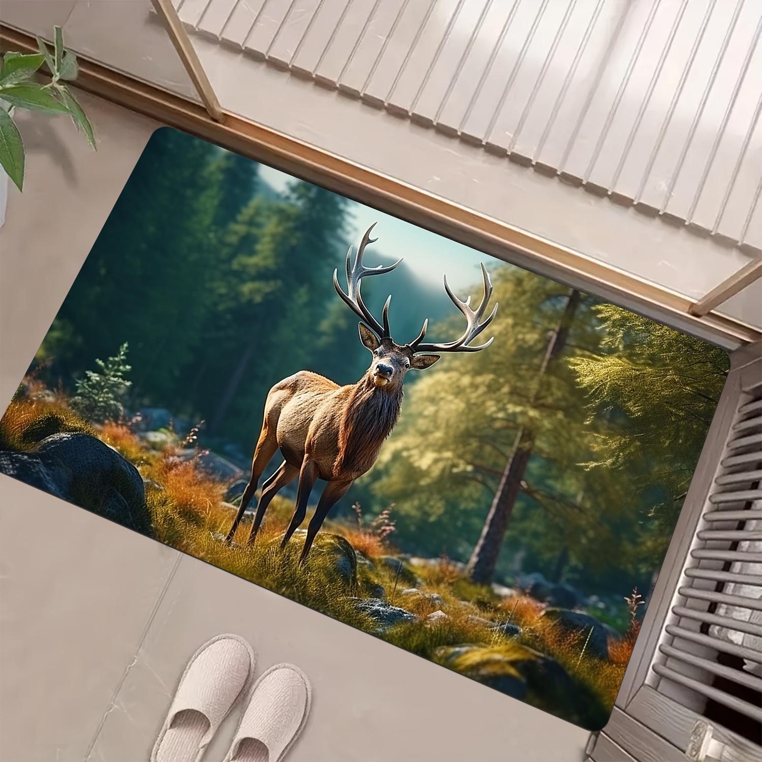 

Forest Animal Deer Welcome Non-Slip Floor Mat, Decorative Rug for Living Room, Bedroom, and Indoor Outdoor Entryway 40x60cm