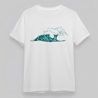 Herren Bequemes T-Shirt Ozeanwelle Spritzender Schaum T-Shirt Weiß Baumwolle Kurz Oversize