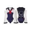 Sailor School Sailor School Sexy Cosplay Costume X [Litany] High-Leg Swimsuit, Uniform, Swimsuit, One-Piece Leotard, (White Navy, M)