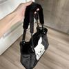 Sweet Cute Retro Black Tote Bag Women Fluffy Bunny Large Capacity Shoulder Bags Ladies Fashion Commuter Daily Underarm Bag 2025