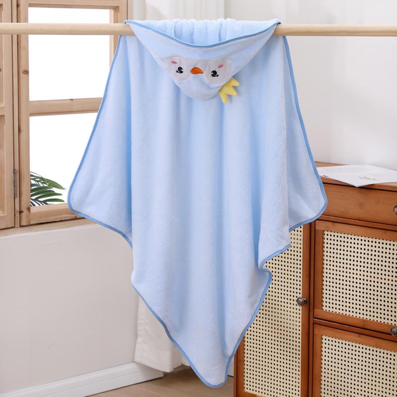 Children's Hooded Bath Poncho: Soft Coral Fleece Towel and Swaddle Blanket
