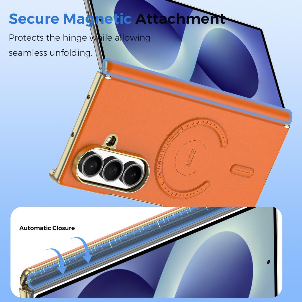 Magnetic Case For Samsung Galaxy Z Fold 8 Ultra 7 6 5 Fold8 Fold7 Luxury Leather Protection Wireless Charging Phone Cover Funda