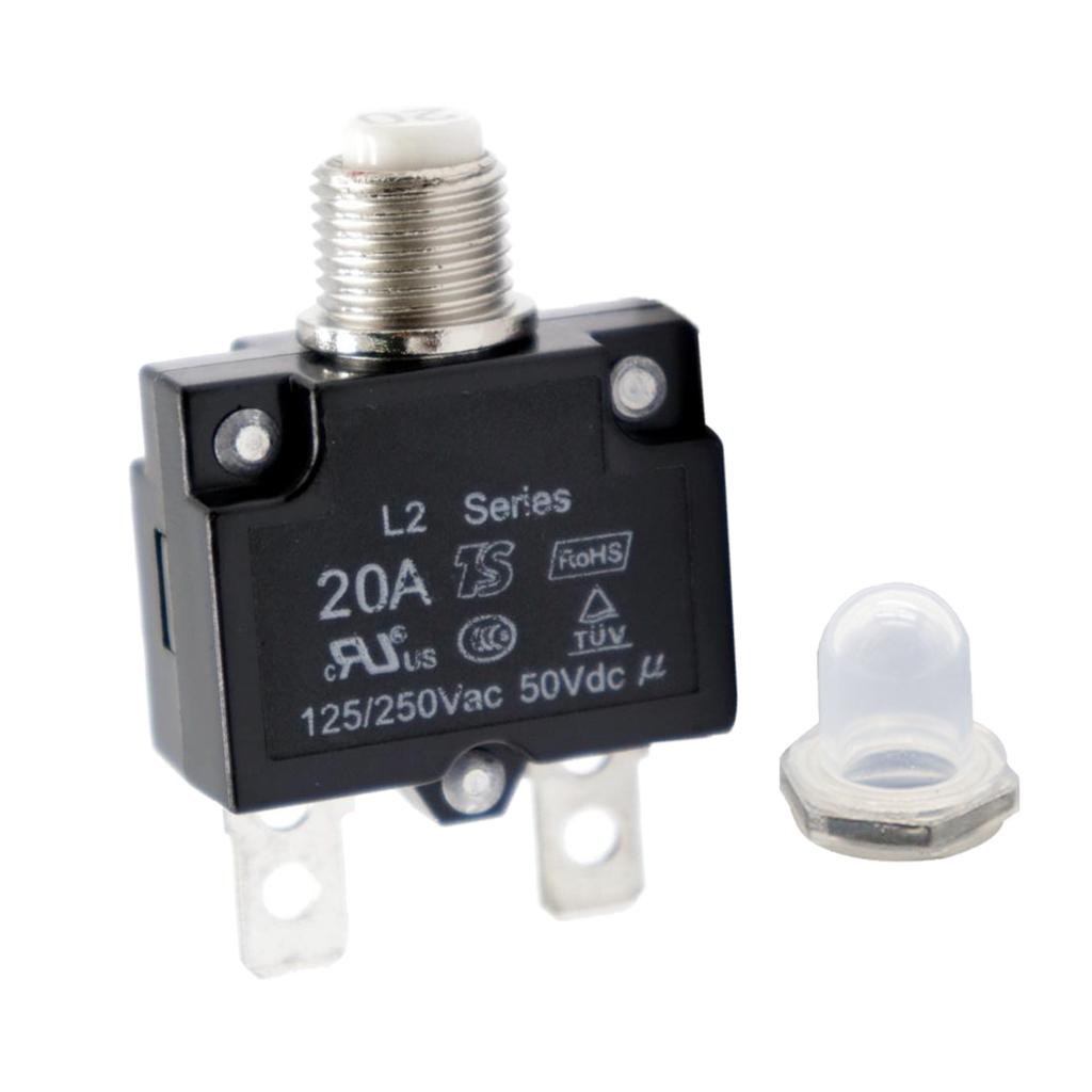 2 Pieces Circuit Breaker Overload Switch Resettable 15A +20A