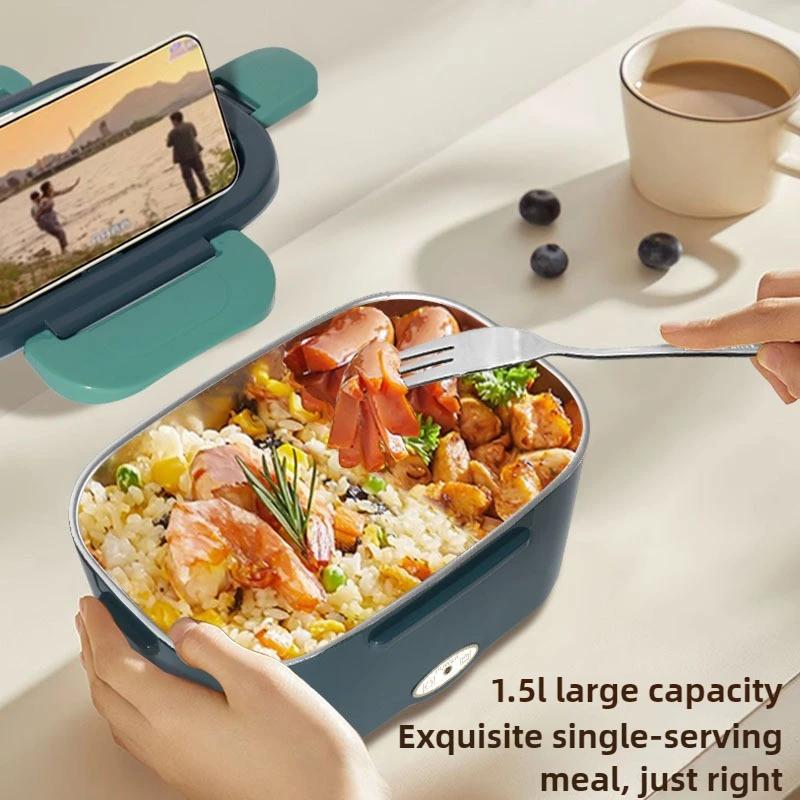 Large Capacity Plastic Heating Lunch Box with Spoon New Portable Food Warmer Electric Lunch Box for Car & Truck & Home & Office