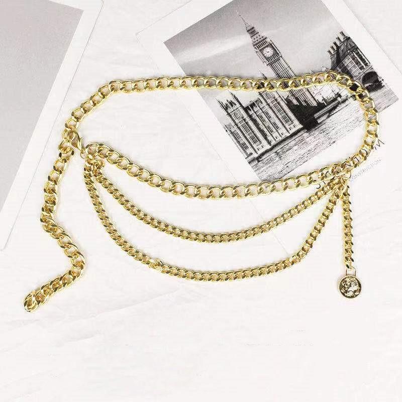 European and American Style Exaggerated Personality Trendy Pendant Body Chain for Women Geometric Retro Tassels Versatile Multi-layer Waist Chain