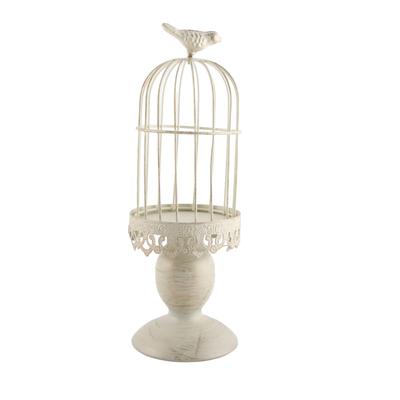 Portacandele Bianco Tipo Gabbia per Uccelli Vintage Supporto Intagliato per Candela Decorazione da Tavolo per Banchetto