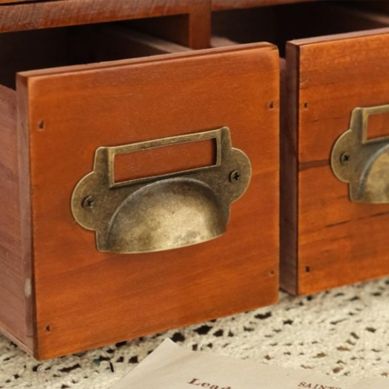 Wood Drawer Type Storage Box Vintage Desk Organizer Boxes Accessory Stash Office Organizing Cases Cosmetics Storage Container