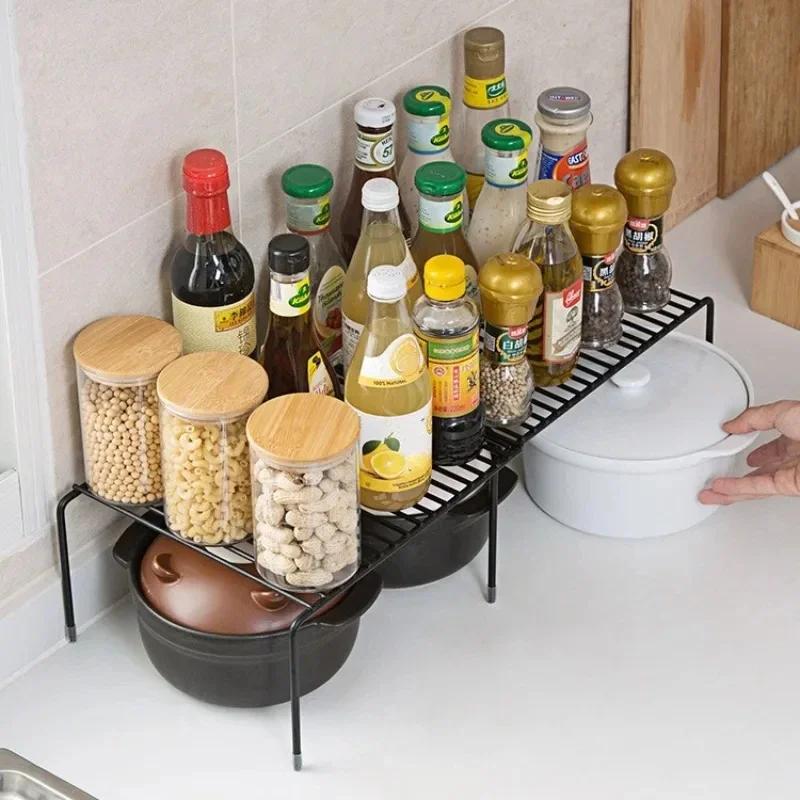 Expandable Shelf Organizer For Kitchen Countertop, Metal Cabinet Organizer Pantry Sht, Space Saving Non Slip Rustproof
