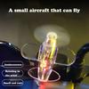 New Mini LED Luminous Airplane Car Ornaments Motorcycle Helmet Wind Powered Rotating Glowing Small Aircraft Decoration