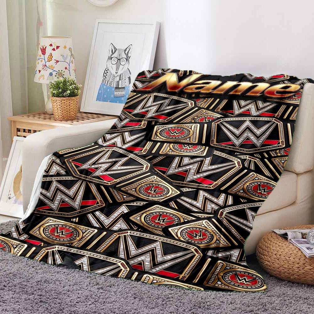 Custom Name Championship Belts Flannel Blanket Throw Blanket Soft Warm Sofa Bed Camping Home Decor Unique Christmas Gift