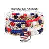 Independence Day Red, White & Blue Beaded Bracelet Set with Artificial Crystal & Polymer Clay