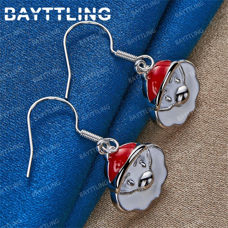 Luxurious 925 Sterling Silver Exquisite Santa Claus Earrings for Women Stylish Christmas Gift Jewelry Accessories